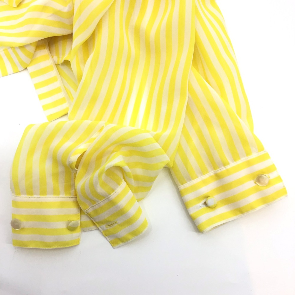Torrid Yellow White Stripe Button Down Semi Sheet Shirt - Picture 11 of 14